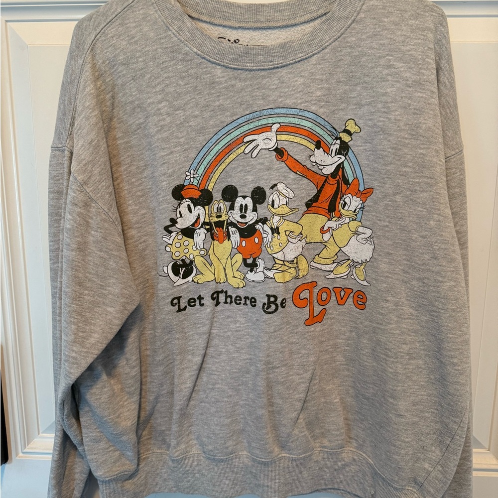 Disney Gray Sweatshirt with Colorful Characters